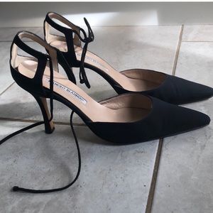 Navy Satin Manolos 8.5